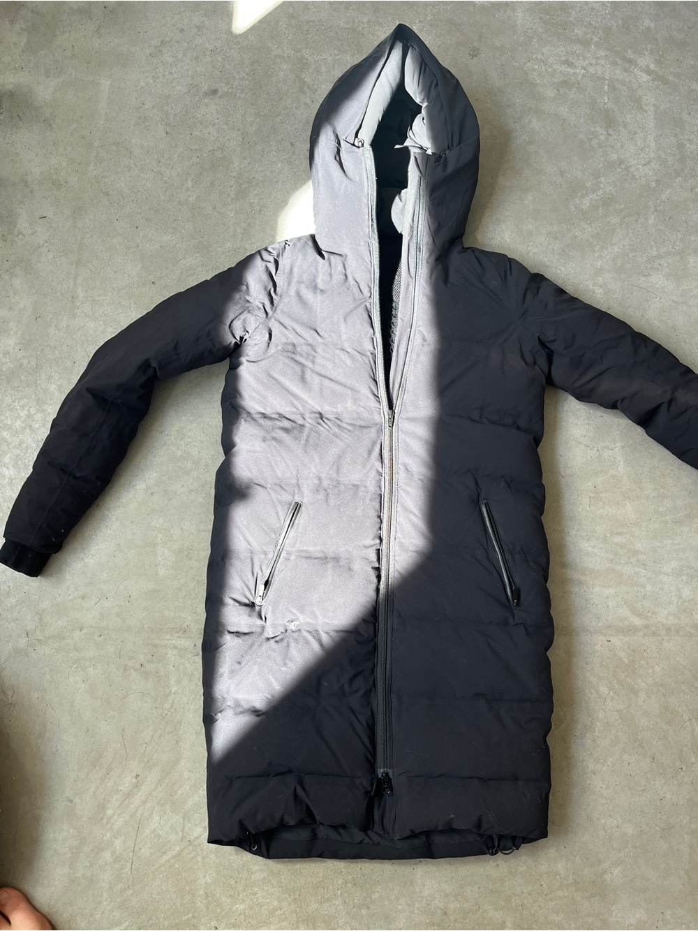 lululemon athletica Black Long Hooded Puffer Coat